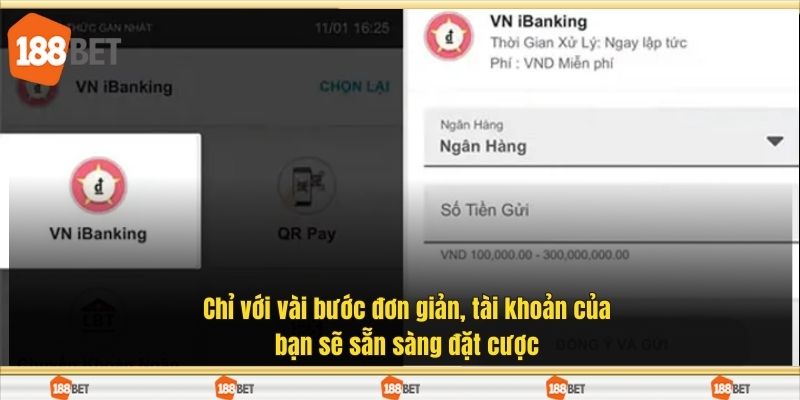Chỉ với vài bước đơn giản, tài khoản của bạn sẽ sẵn sàng đặt cược